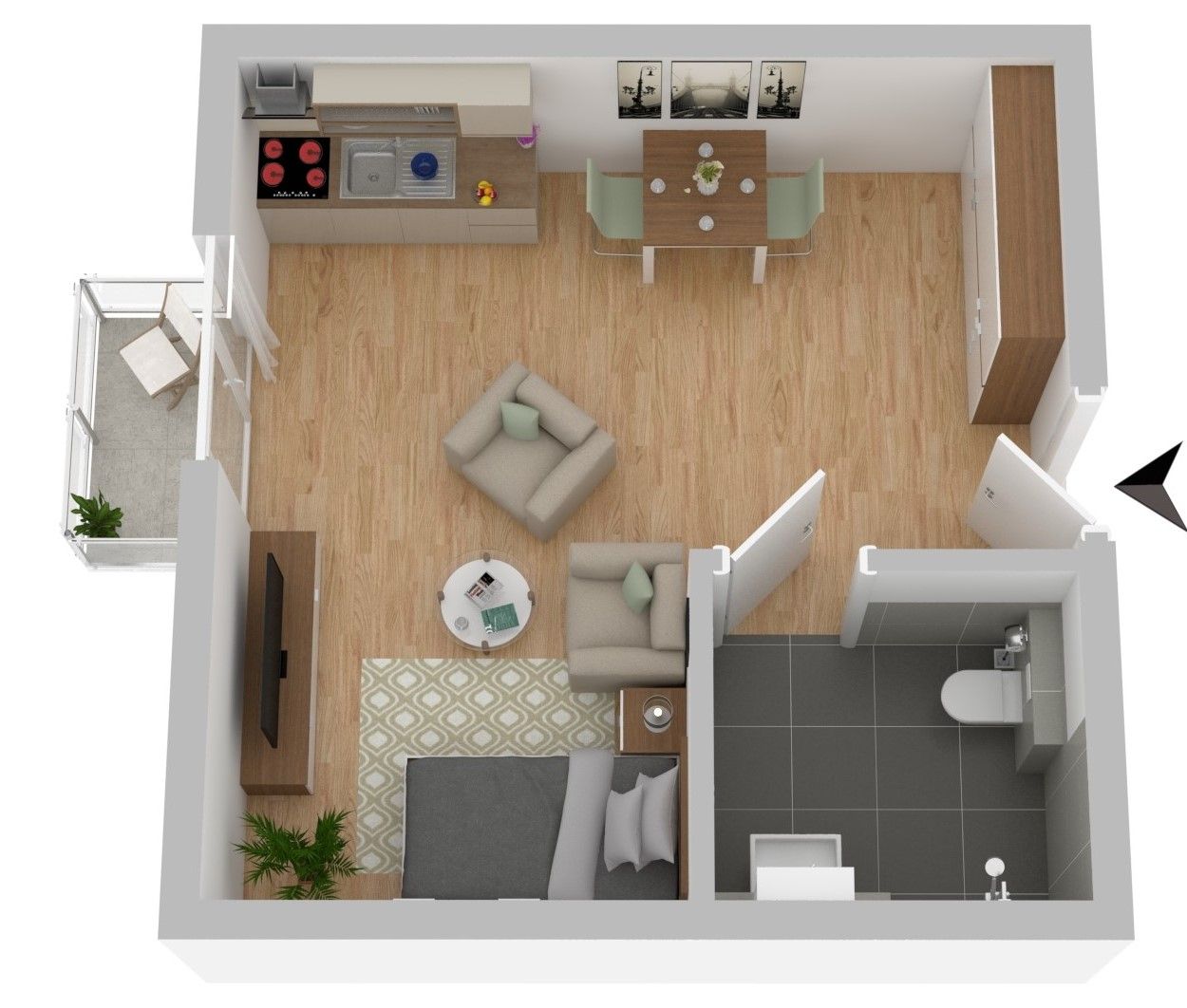 WV63TypA - Möbliertes Appartement für Senioren - Barrierearm